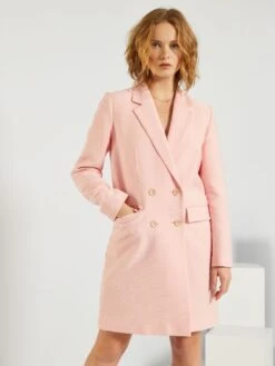 Abrigo Con Doble Hilera De Botones - Rosa Polvo -Zalaris Tienda abrigo con doble hilera de botones rosa polvo zq934 2 frb4