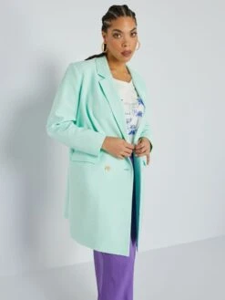 Abrigo De Punto De Crepé En Relieve - VERDE