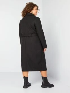 Abrigo Largo Con Cinturón Anudable - Negro -Zalaris Tienda abrigo largo con cinturon anudable negro aix73 2 frb4
