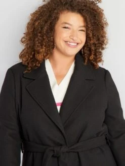 Abrigo Largo Con Cinturón Anudable - Negro -Zalaris Tienda abrigo largo con cinturon anudable negro aix73 2 frb5