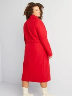 Abrigo Largo Con Cinturón Anudable - ROJO_ -Zalaris Tienda abrigo largo con cinturon anudable rojo aix73 3 frb4