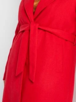 Abrigo Largo Con Cinturón Anudable - ROJO_ -Zalaris Tienda abrigo largo con cinturon anudable rojo aix73 3 frb5