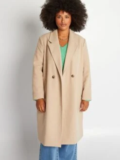 Abrigo Largo Efecto Lana - Beige -Zalaris Tienda abrigo largo efecto lana beige amo50 1 frb3