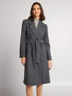 Abrigo Largo Entallado - GRIS OSCURO -Zalaris Tienda abrigo largo entallado gris oscuro ait65 2 frb3