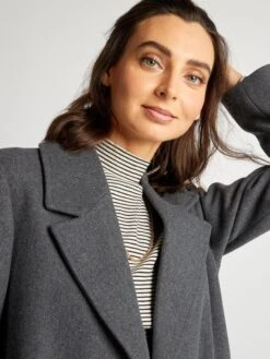 Abrigo Largo Entallado - GRIS OSCURO -Zalaris Tienda abrigo largo entallado gris oscuro ait65 2 frb5