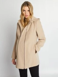 Abrigo Premamá Estilo Lana - Beige -Zalaris Tienda abrigo premama estilo lana beige akf55 1 frb3