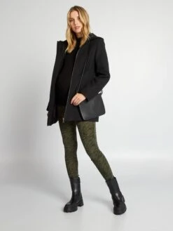 Abrigo Premamá Estilo Lana - Negro