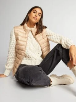 Anorak Acolchado Sin Mangas - BEIGE HACE