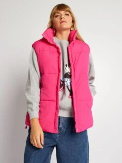 Anorak Acolchado Sin Mangas - Rosa