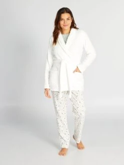 Bata De Tejido Polar - Blanco -Zalaris Tienda bata de tejido polar blanco anp36 1 frb4