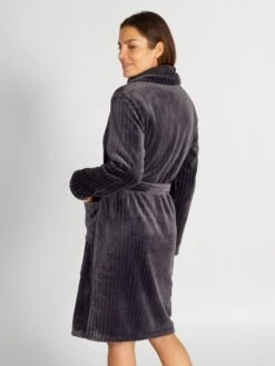 Bata De Tejido Polar - GRIS NUEVE -Zalaris Tienda bata de tejido polar gris nueve arm07 1 frb3