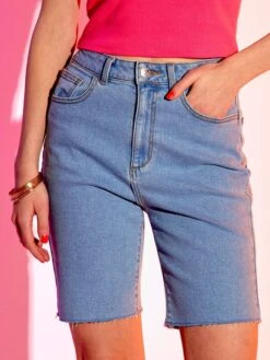 Bermudas De Talle Alto - 5 Bolsillos - AZUL