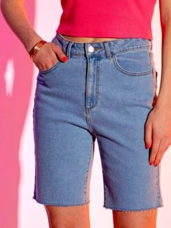 Bermudas De Talle Alto - 5 Bolsillos - AZUL -Zalaris Tienda bermudas de talle alto 5 bolsillos azul zs228 3 frb3