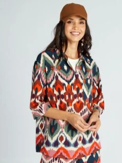 Blusa Ancha Con Estampado Ikat 'JDY' - NEGRO -Zalaris Tienda blusa ancha con estampado ikat jdy negro atz46 1 frb4