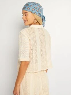 Blusa Calada De Manga Corta - BEIGE -Zalaris Tienda blusa calada de manga corta beige azo85 1 frb3