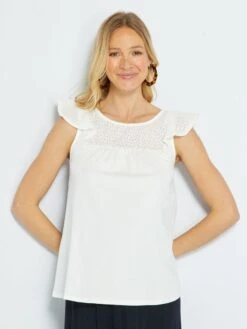 Blusa Con Bordado De Premamá - Blanco -Zalaris Tienda blusa con bordado de premama blanco zr347 1 frb5