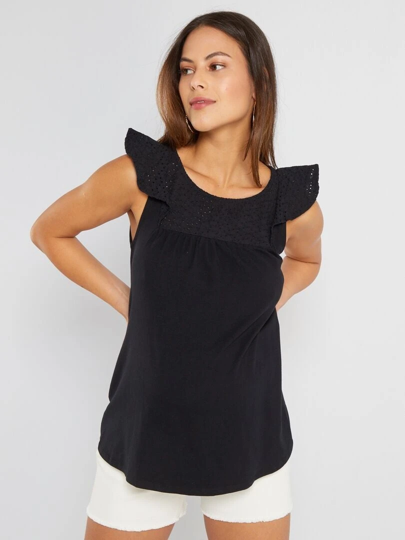 Blusa Con Bordado De Premamá - Negro 3 Blusa Con Bordado De Premamá - Negro