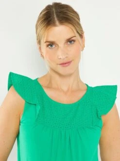 Blusa Con Bordado De Premamá - Verde -Zalaris Tienda blusa con bordado de premama verde zr347 5 frb5