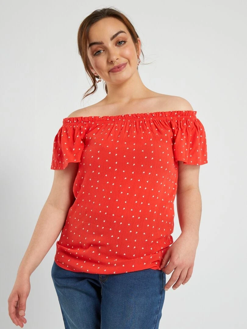 Blusa Con Estampado - Fácil De Poner - ROJO 3 Blusa Con Estampado - Fácil De Poner - ROJO