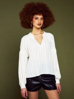 Blusa Con Manga Abombada Y Tejido Texturizado - AS CRUDO -Zalaris Tienda blusa con manga abombada y tejido texturizado as crudo axn30 1 frb6