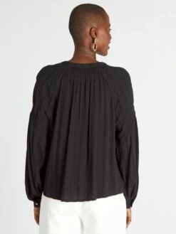 Blusa Con Manga Abombada Y Tejido Texturizado - Negro 10 Blusa Con Manga Abombada Y Tejido Texturizado - Negro -Zalaris Tienda blusa con manga abombada y tejido texturizado negro axn30 2 frb4