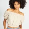 Blusa Cropped - Beige -Zalaris Tienda blusa cropped beige aul18 2 frb1