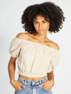 Blusa Cropped - Beige