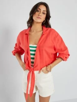 Blusa Cropped Con Cuello De Pico - Rojo -Zalaris Tienda blusa cropped con cuello de pico rojo zs485 4 frb5