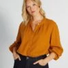 Blusa De Algodón Con Cuello Con Volantes - GATO AMARILLO -Zalaris Tienda blusa de algodon con cuello con volantes gato amarillo aiu25 1 frb1