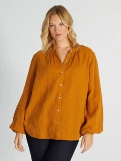 Blusa De Algodón Con Cuello Con Volantes - GATO AMARILLO -Zalaris Tienda blusa de algodon con cuello con volantes gato amarillo aiu25 1 frb3