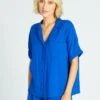 Blusa De Doble Gasa De Algodón - Azul -Zalaris Tienda blusa de doble gasa de algodon azul amd05 1 frb1