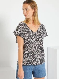 Blusa De Flores 'JDY' - NEGRO -Zalaris Tienda blusa de flores jdy negro zb016 3 frb4