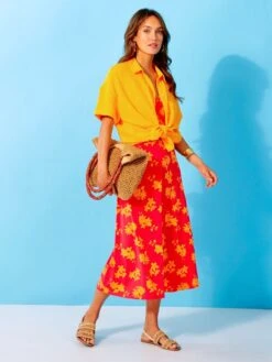 Blusa De Gasa De Algodón - Amarillo Anaranjado -Zalaris Tienda blusa de gasa de algodon amarillo anaranjado zs085 3 frb2