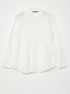 Blusa De Gasa De Algodón - Blanco