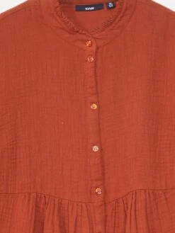 Blusa De Gasa De Algodón - Castaño -Zalaris Tienda blusa de gasa de algodon castano ajp42 3 frb3