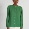 Blusa De Gasa De Algodón Con Cuello Alto - Verde -Zalaris Tienda blusa de gasa de algodon con cuello alto verde aee49 4 frb1