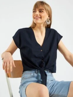 Blusa De Lino 'JDY' - AZUL