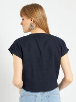 Blusa De Lino 'JDY' - AZUL -Zalaris Tienda blusa de lino jdy azul abw45 2 frb4