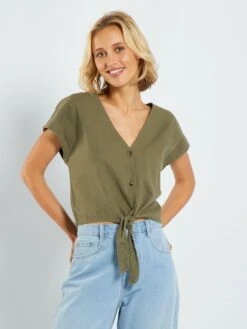 Blusa De Lino 'JDY' - KAKI