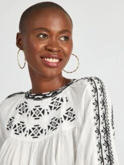 Blusa De Manga Abombada Con Bordado Negro - AS CRUDO -Zalaris Tienda blusa de manga abombada con bordado negro as crudo axn28 1 frb3