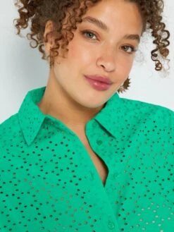 Blusa De Manga Corta Con Bordado Inglés - Verde -Zalaris Tienda blusa de manga corta con bordado ingles verde aea34 4 frb4