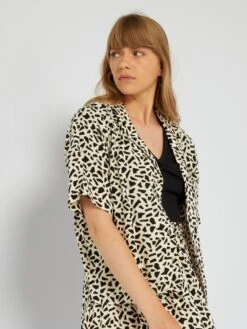 Blusa De Manga Corta Con Motivo - BLANCO -Zalaris Tienda blusa de manga corta con motivo blanco acw57 1 frb3