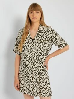 Blusa De Manga Corta Con Motivo - BLANCO -Zalaris Tienda blusa de manga corta con motivo blanco acw57 1 frb5