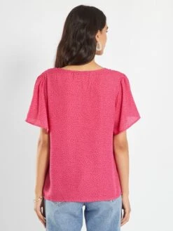 Blusa De Manga Corta Estampada - ROSA -Zalaris Tienda blusa de manga corta estampada rosa acw54 3 frb3