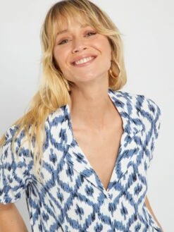 Blusa De Manga Corta 'JDY' - Ikat -Zalaris Tienda blusa de manga corta jdy ikat ais66 4 frb4