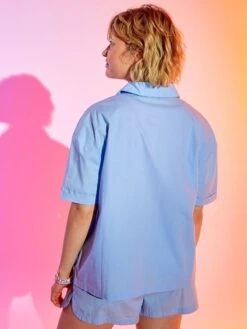 Blusa De Popelina De Algodón - AZUL -Zalaris Tienda blusa de popelina de algodon azul aba21 2 frb3