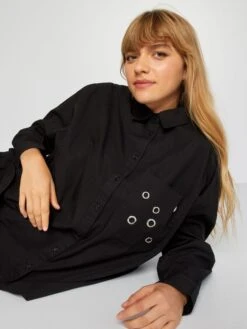 Blusa De Popelina - Negro