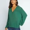 Blusa De Punto De Crepé Con Ribetes Calados - Verde -Zalaris Tienda blusa de punto de crepe con ribetes calados verde ahz91 3 frb1