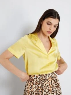 Blusa De Raso 'JDC' - Amarillo -Zalaris Tienda blusa de raso jdc amarillo zq388 2 frb3