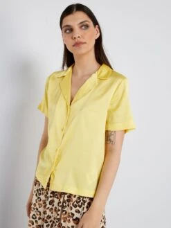Blusa De Raso 'JDC' - Amarillo -Zalaris Tienda blusa de raso jdc amarillo zq388 2 frb5